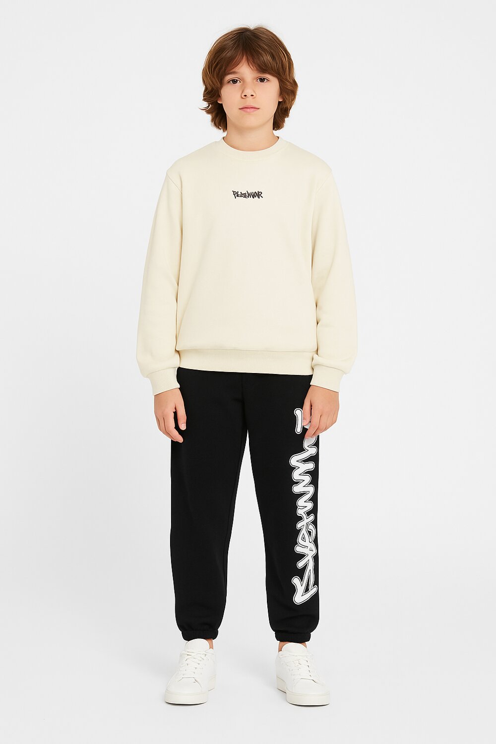 Disclaimer felpa bambino off white cotone inverno logo