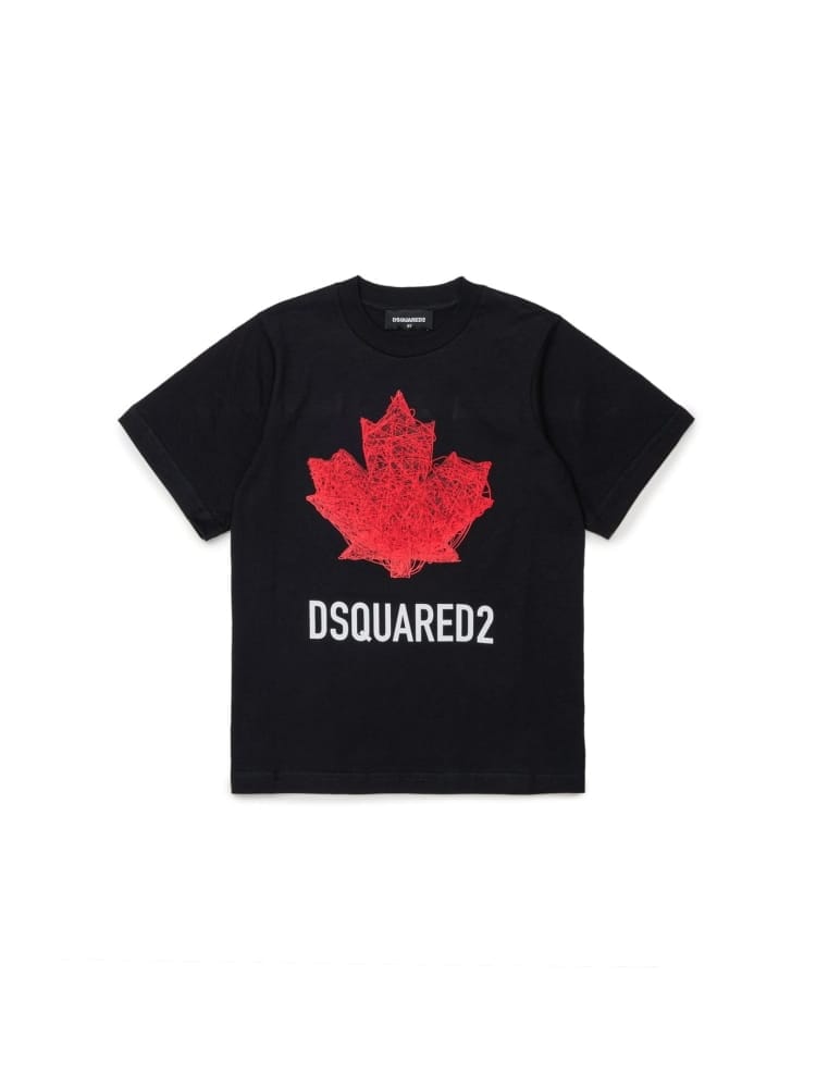 Dsquared t-shirt kids junior in cotone nero con logo Bambino