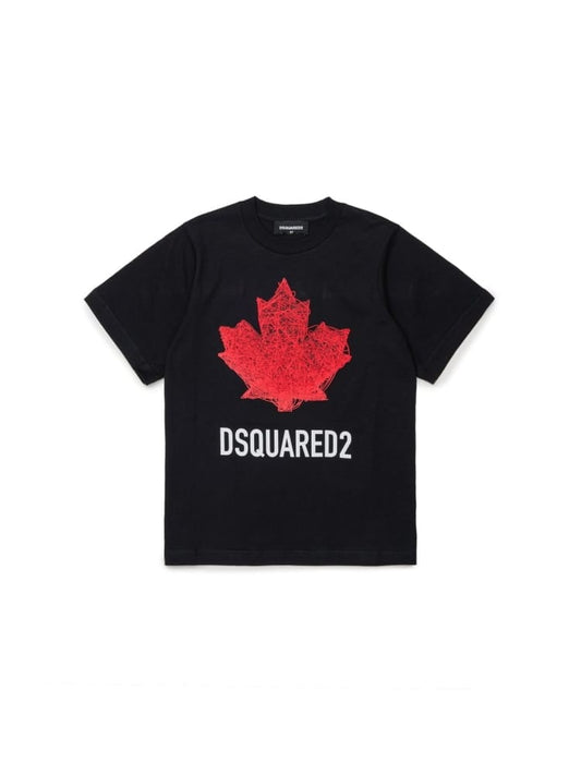 Dsquared t-shirt kids junior in cotone nero con logo Bambino