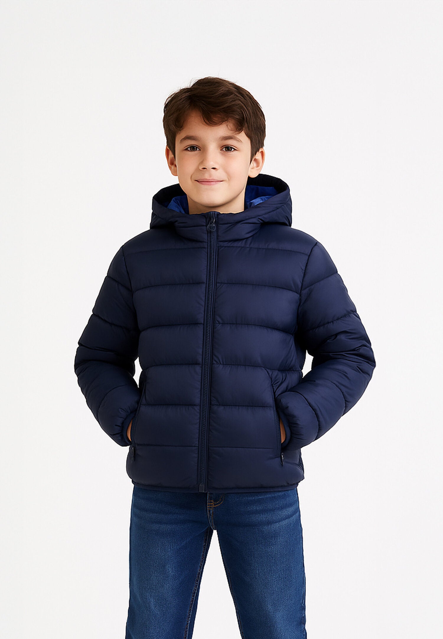 Canadiens Giubbotto Bambino Blu In Nylon Con Cappuccio Invernale AI 25