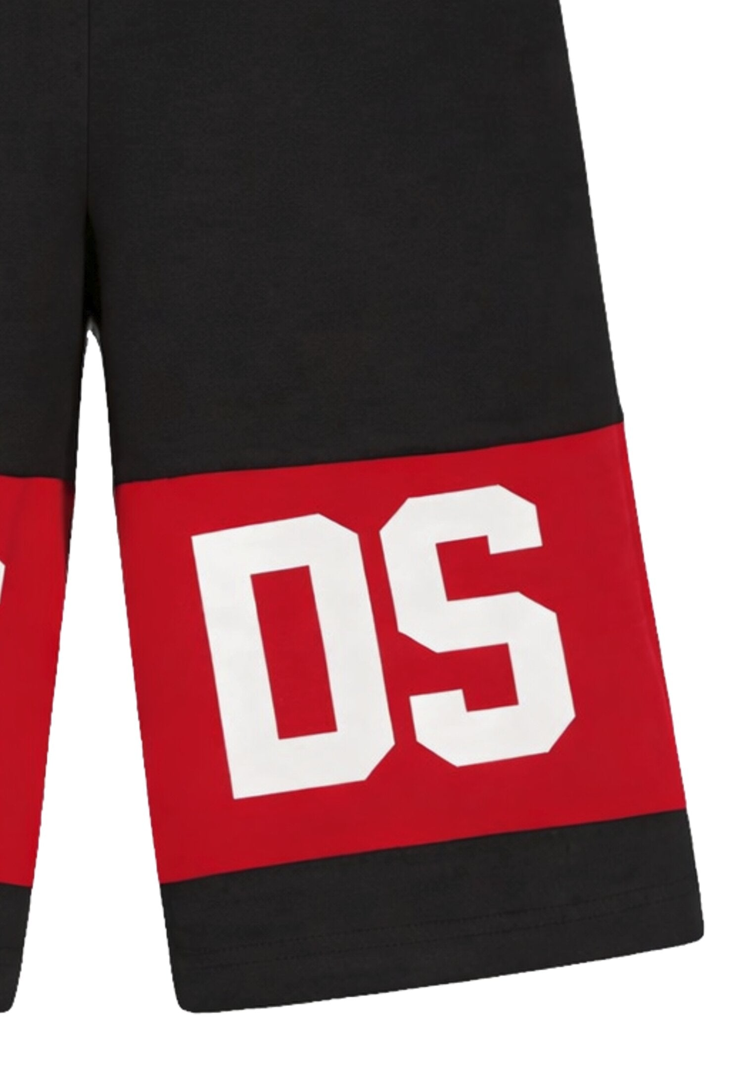 Gcds Bermuda Nero-Rosso Bambino-Ragazzo Vita Regolabile Sportivo In Cotone