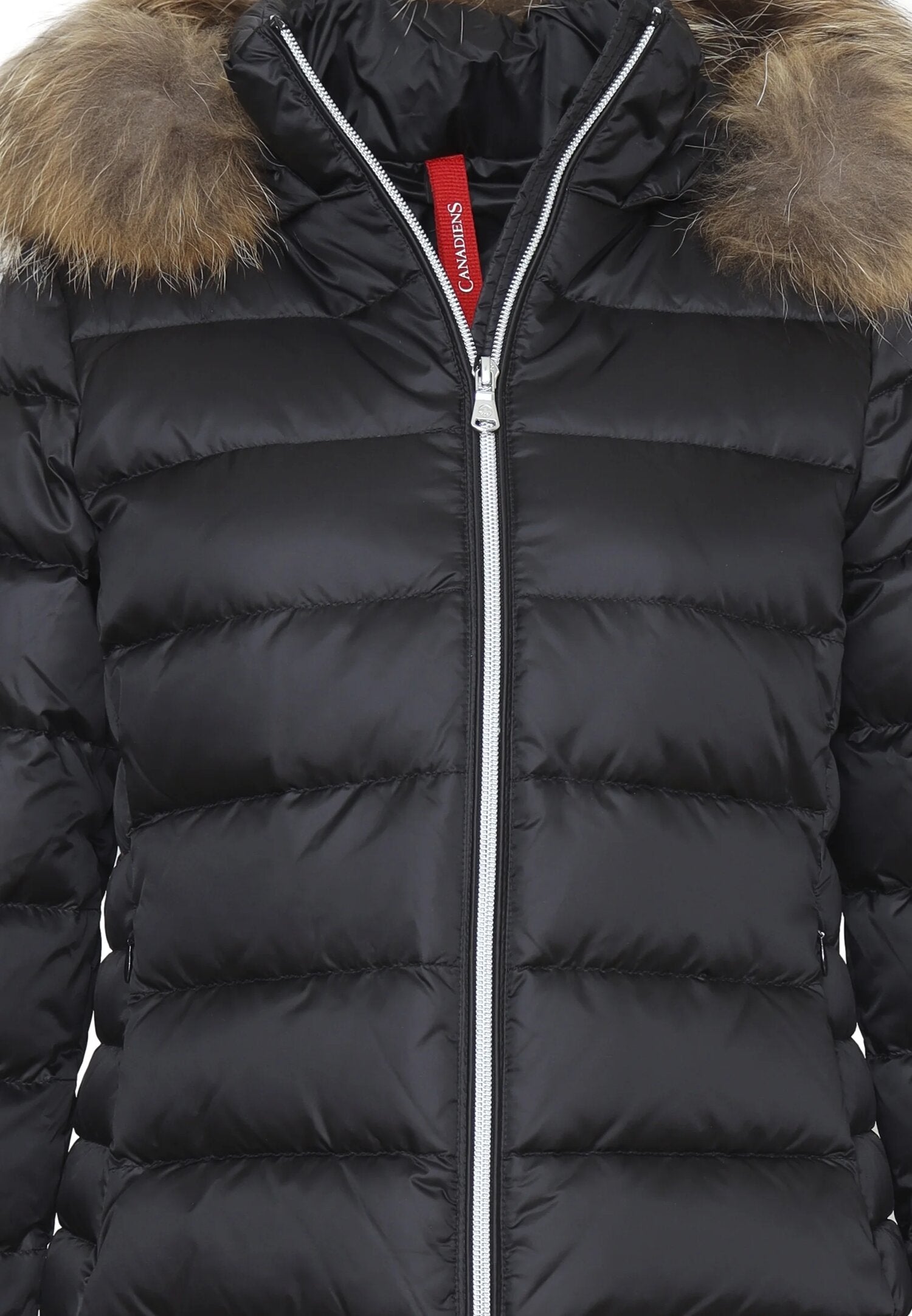 Canadiens Giubbotto Nero Bambina In Nylon Con Pelliccia Tipo Elegante AI25