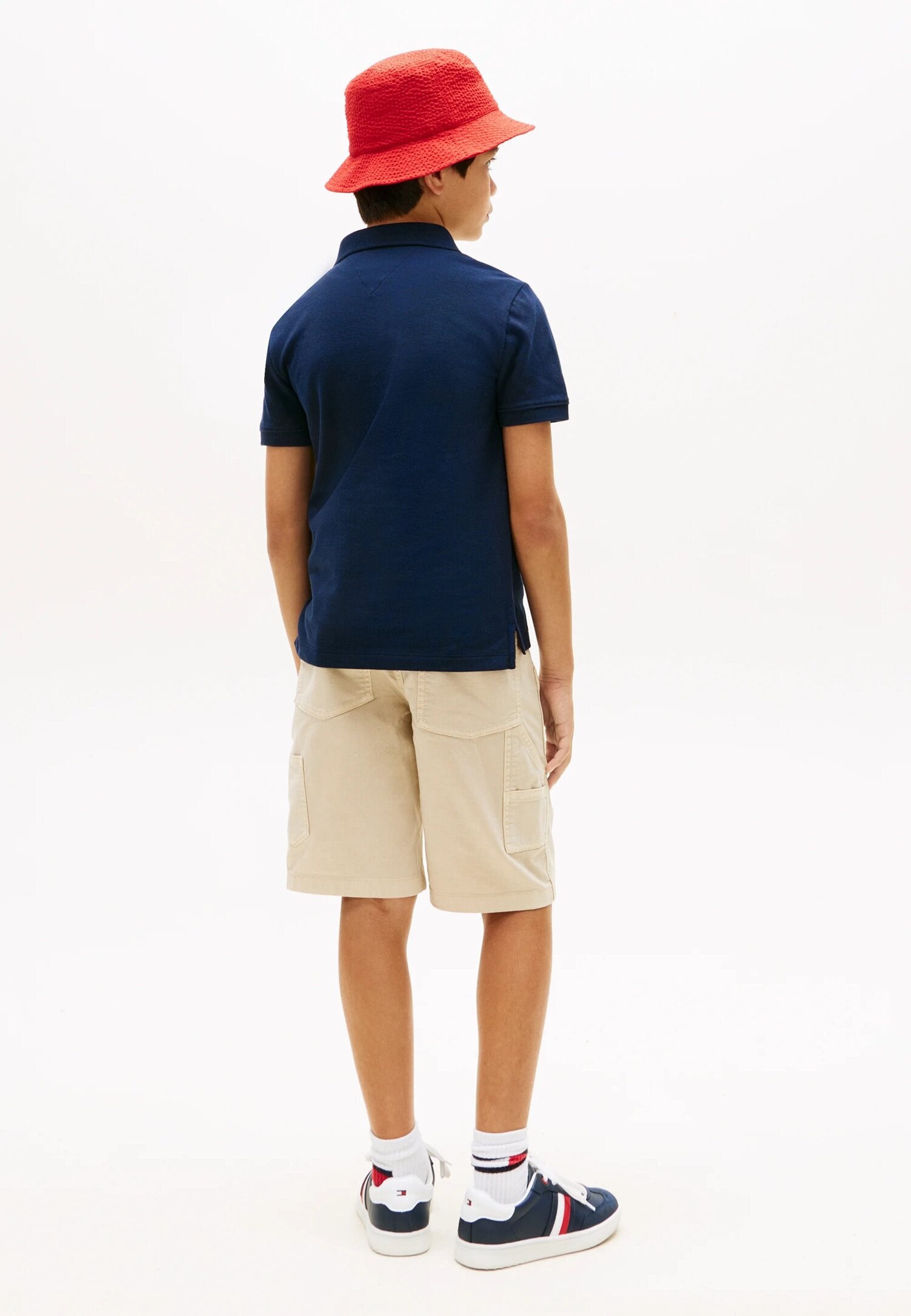 Tommy Hilfiger Polo Blu In Piquet Con Logo Bamdiera Bambino KB0KB10227C1G_