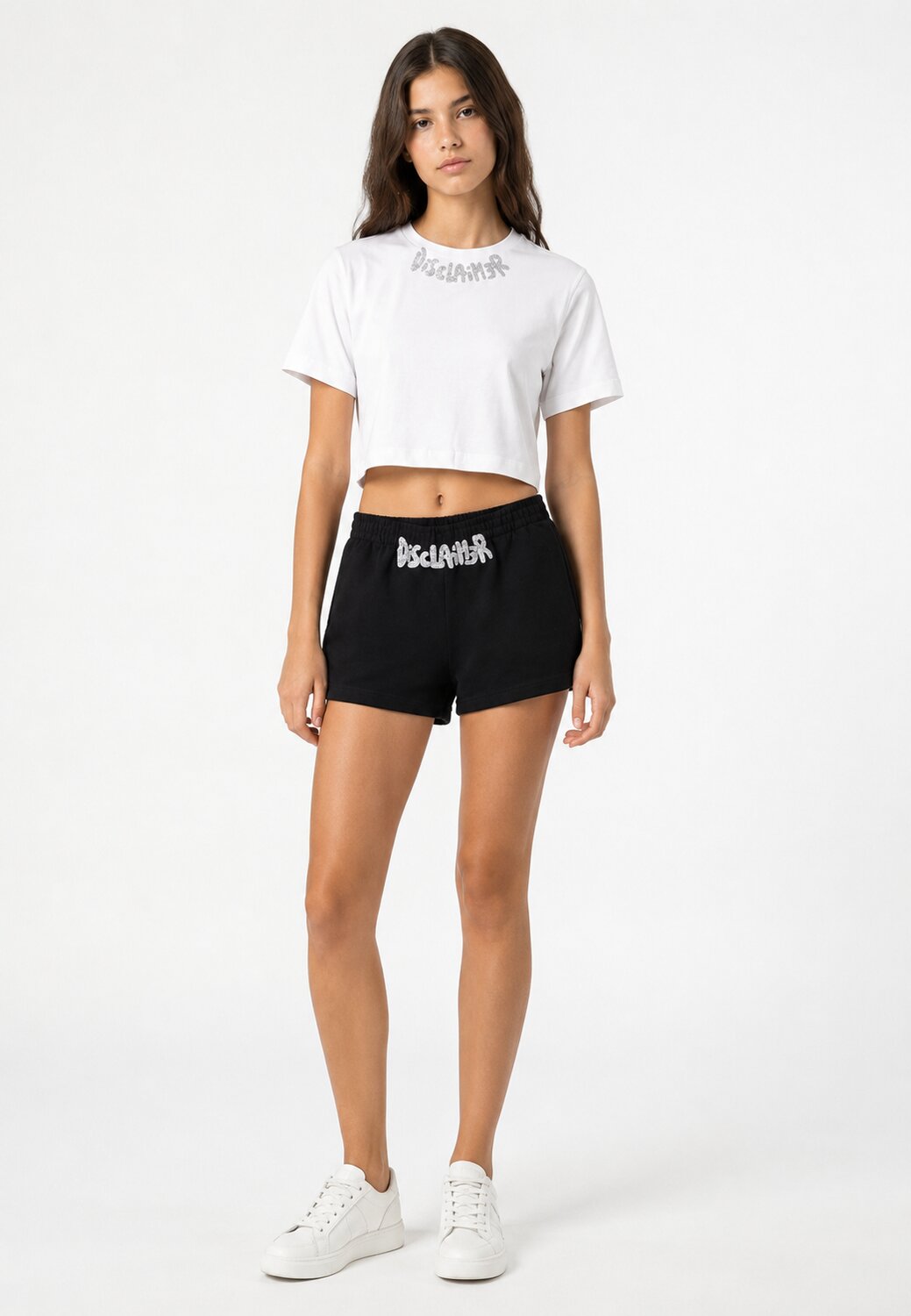 Disclaimer Completo Bianco Logo Glitter Bambina Modello Crop - 26EDK58952+58953_