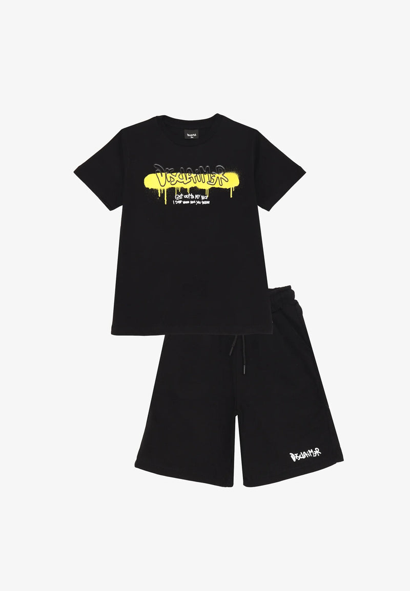 Disclaimer Completo Sportivo Bambino Nero 8-16 Anni Stampa Gialla Fluo Street - NERO | CammarataMode