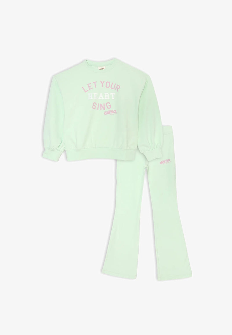 Size Dance Complete Sweatshirt and Pants Girl Green Pistachio - Spring - PISTACHIO GREEN | CammarataMode