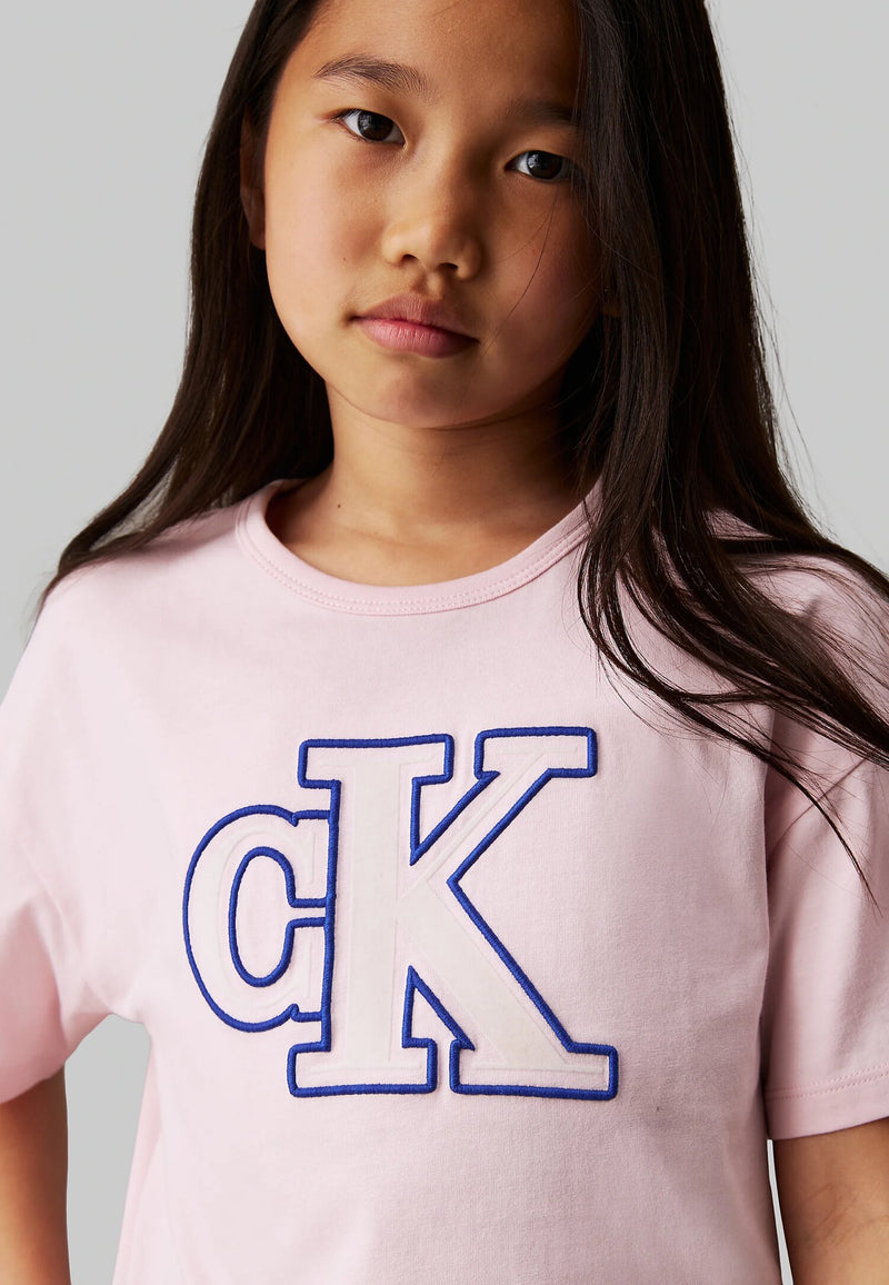 Calvin Klein pink t-shirt for girls, cropped, spring summer - ROSE | CammarataMode
