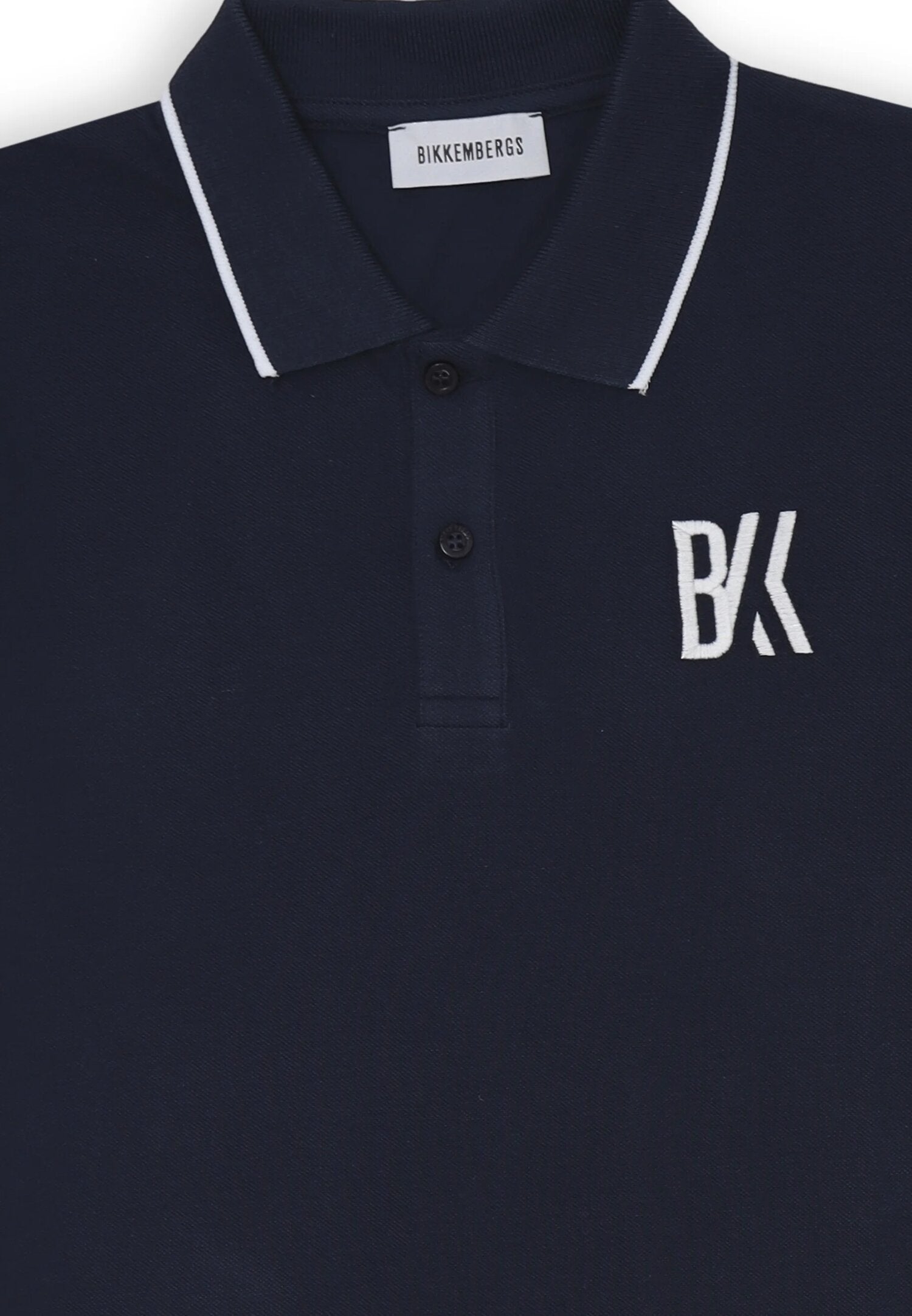 Bikkembergs polo blu bambino cotone con profili bianchi e logo BK ricamato | CammarataMode