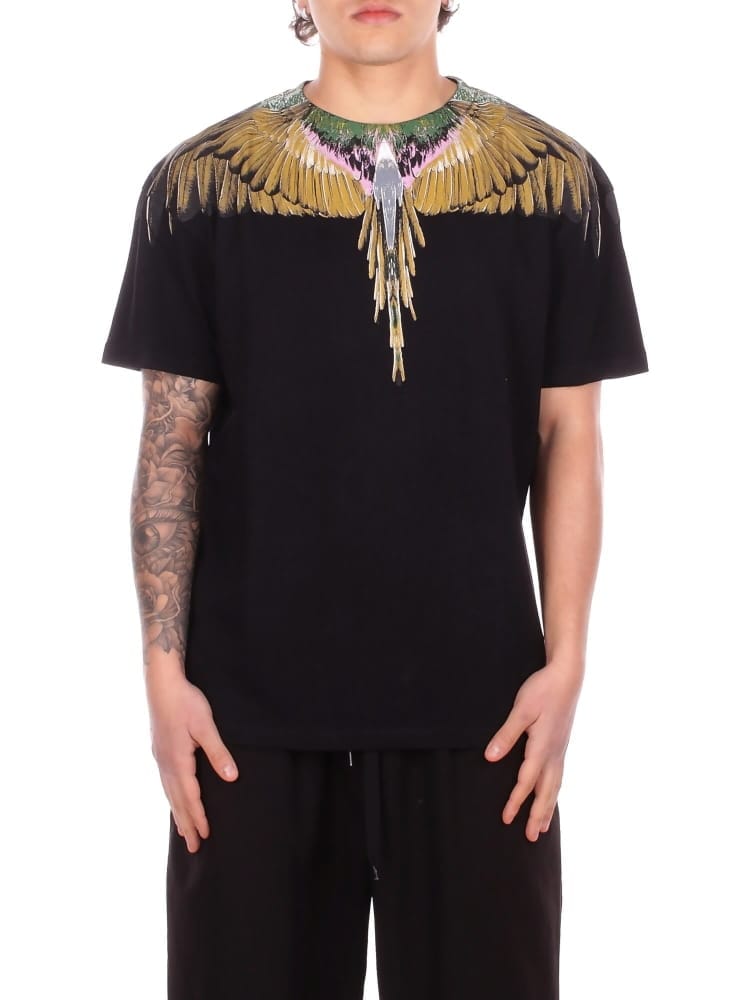 County Of Milan marcelo burlon t-shirt in jersey di cotone nero con stampa ali Uomo