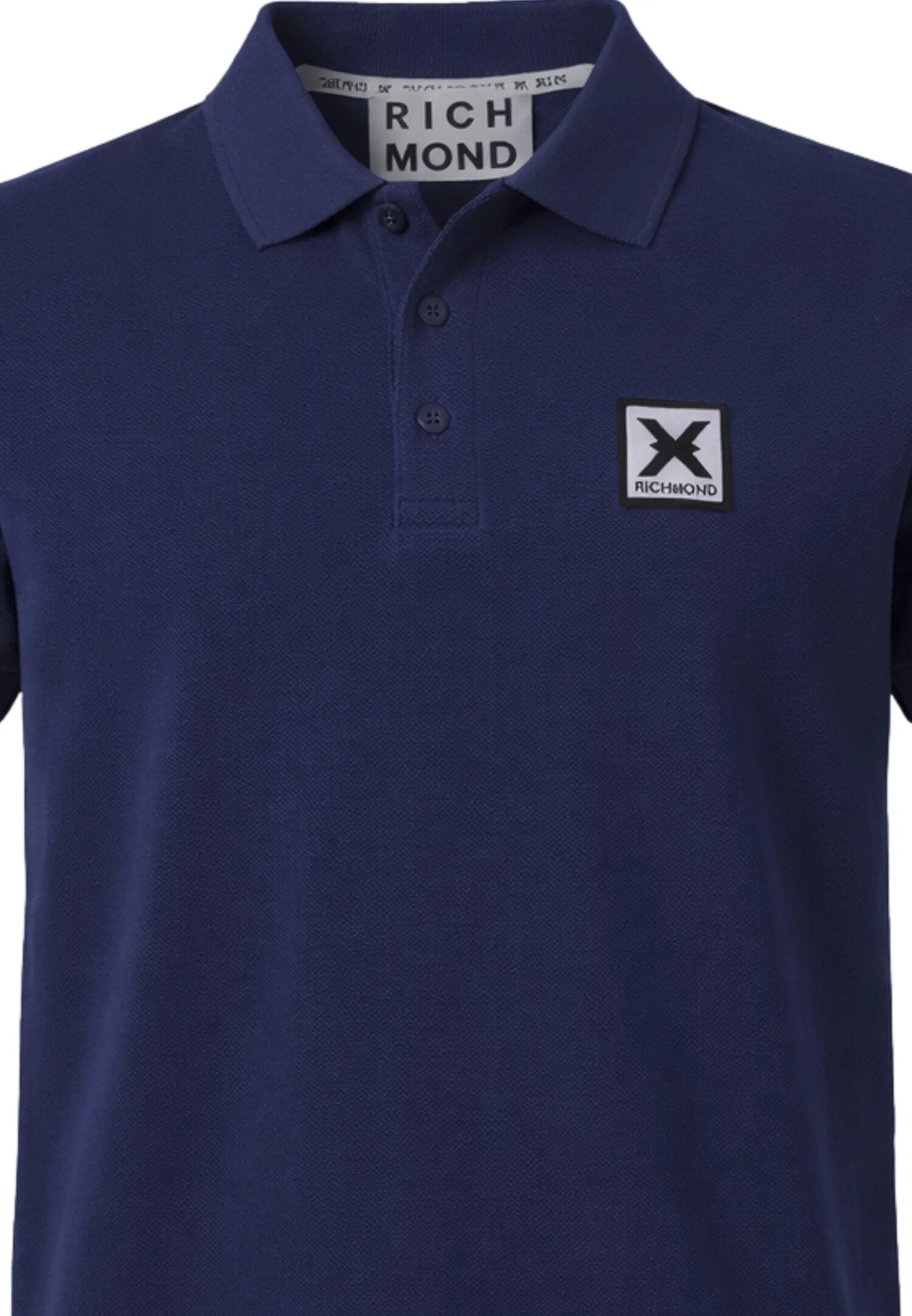 John Richmond Polo Blu Logo Quadrato Uomo Maniche Corte - UMP26036PO_