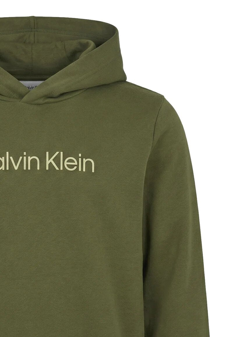 Calvin Klein Felpa Verde Bambino Con Cappuccio Sportivo In Cotone IU0IU00679L