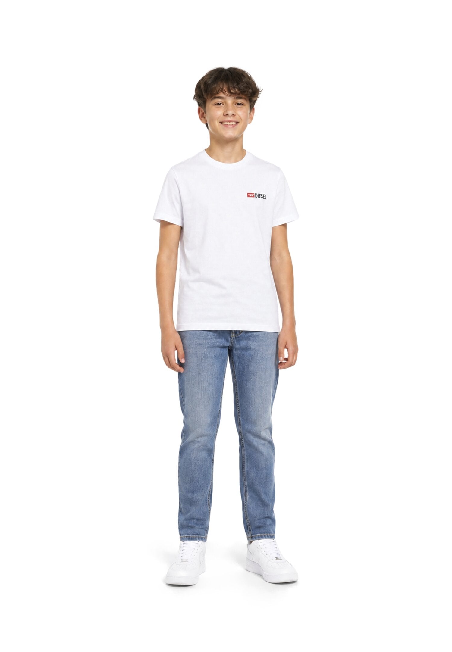 Diesel Tshirt Bianca Con Logo Piccolo Sul Cuore Bambino UTRIM_