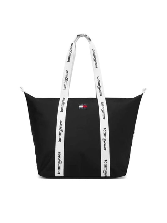 Tommy Jeans borsa nera donna logo lettering | Misure:  52 x 34 x 22 cm