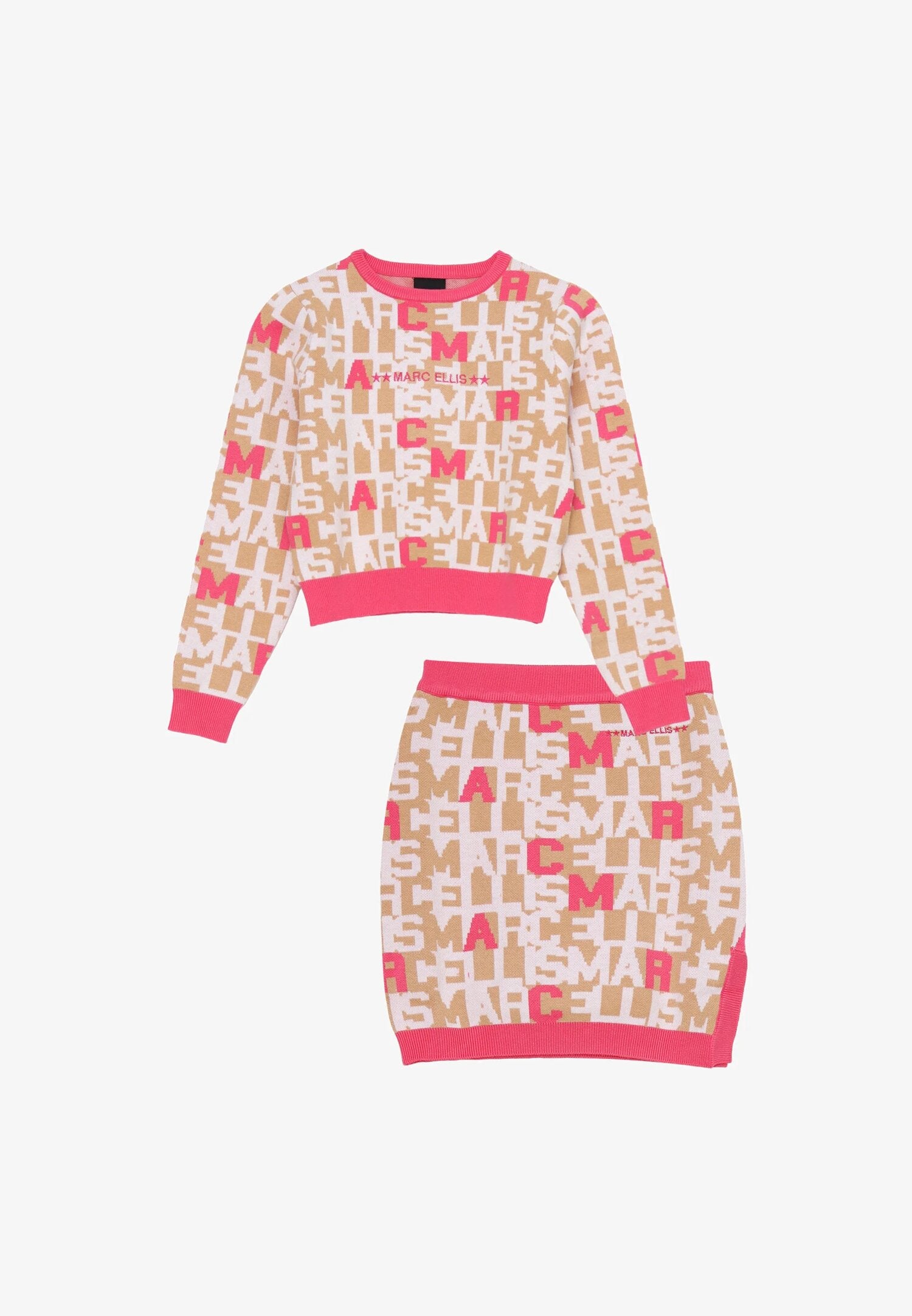 Marc Ellis Completo Rosa Bambina Con Gonna In Maglia Girocollo Elegante AI25