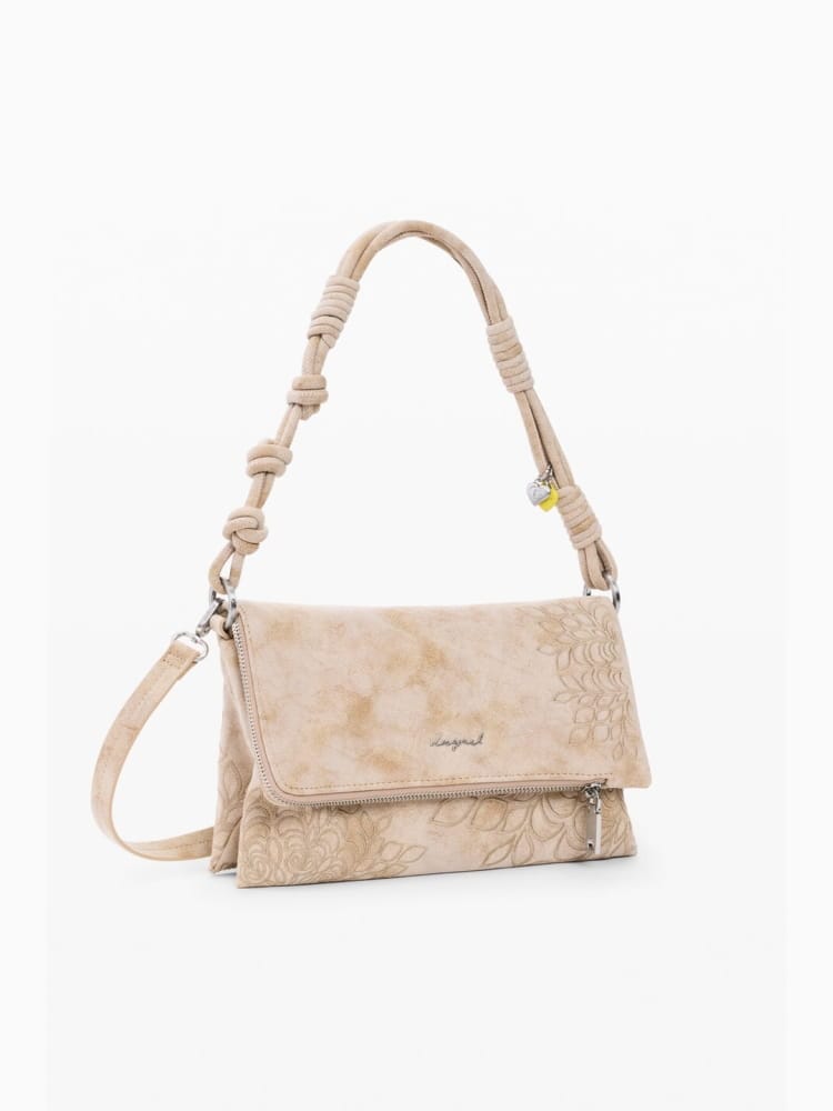 Desigual borsa a mano con tracolla sierra in ecopelle beige chiaro con riocamo murano