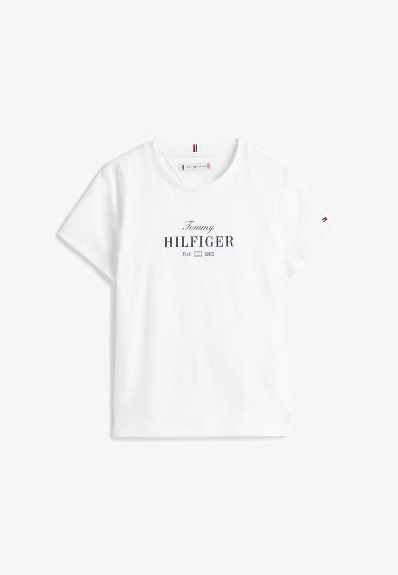 Tommy Hilfiger T-shirt Bianca Bambina Kids Junior Stampa Logo - BIANCO | CammarataMode