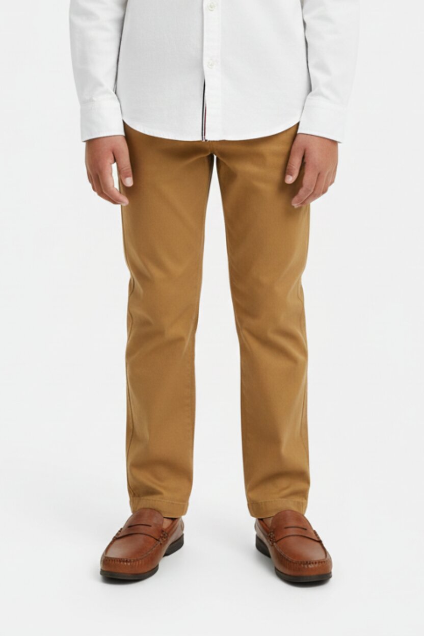 Tommy Hilfiger Pantalone Chino Sabbia Ragazzo In Cotone Slim Fit Elegante PE26