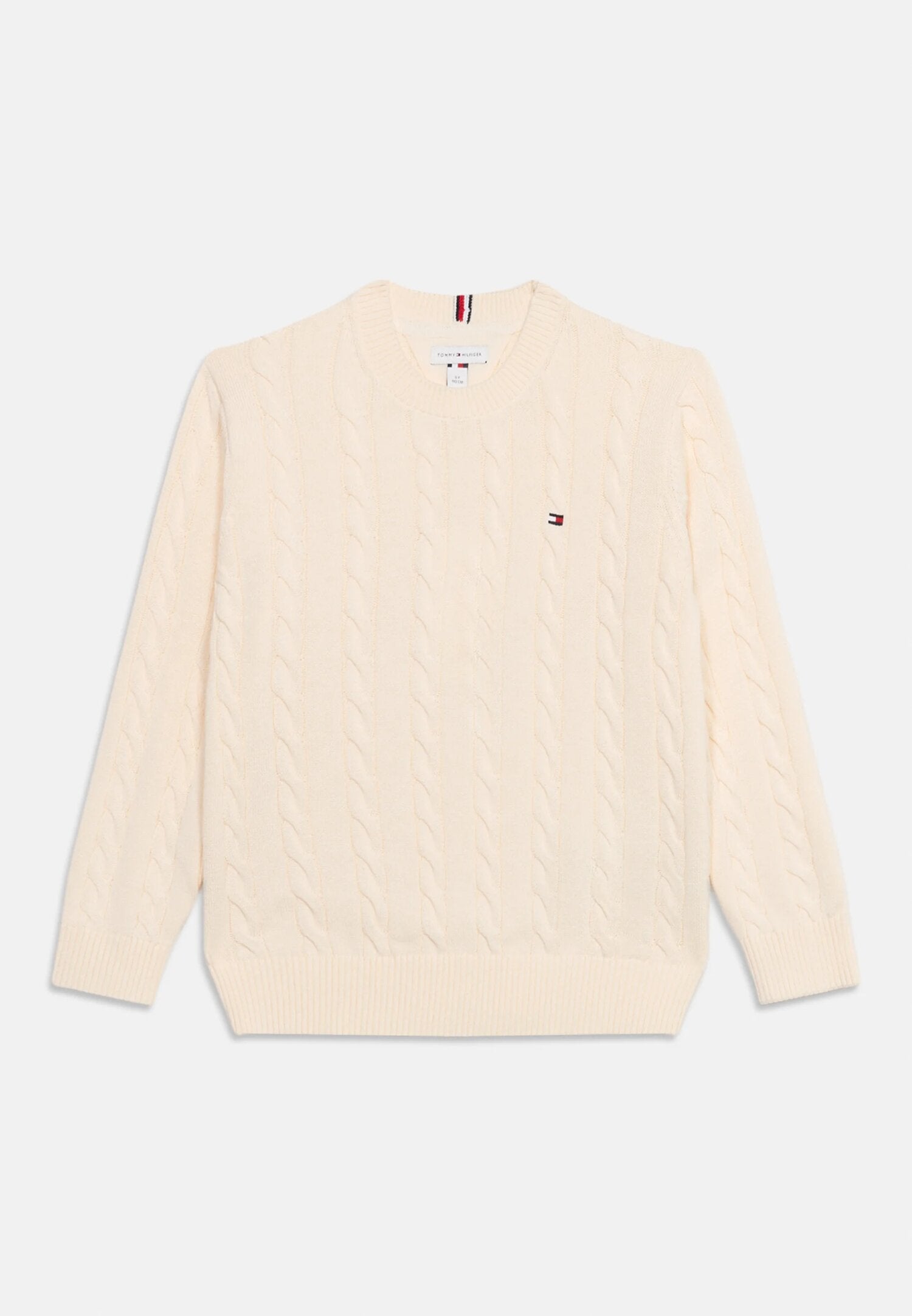 Tommy Hilfiger Maglione Avorio Intrecciato Logo Mini Bambino KB0KB09753Z00_