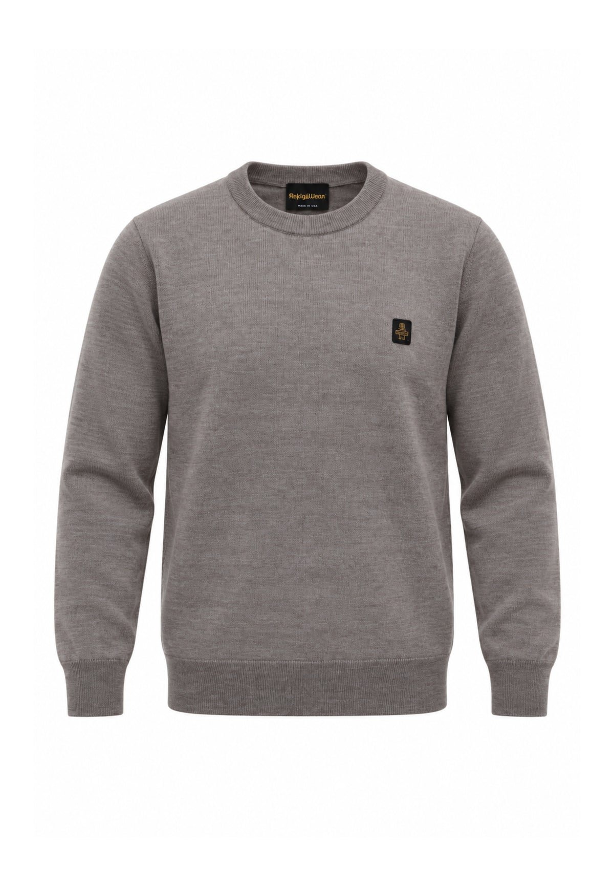 REFRIGIWEAR MAGLIONE TORTORA IN LANA SAGOMATO CON MINI LOGO RICAMATO Uomo BENNET PULLOVER.TORT_
