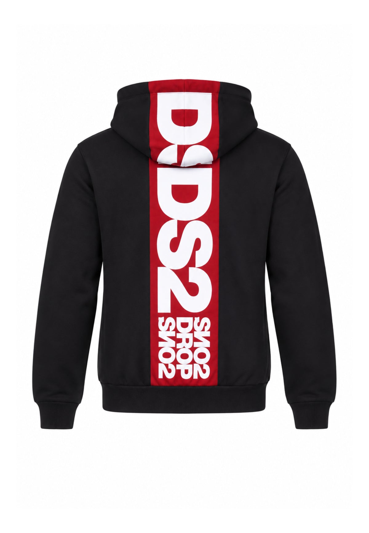 DS2 FELPA NERO CON ZIP E MAXI LOGO ROSSO RETRO Bambini e ragazzi F62K265.NE_