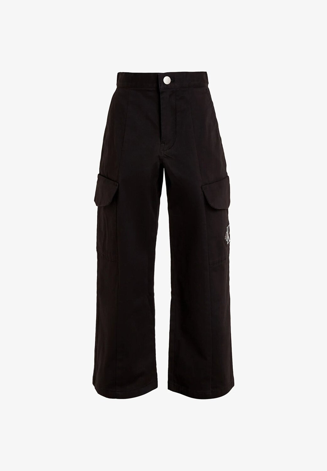 Calvin Klein Pantalone Nero Bambina In Cotone Tasche Laterali Sportivo AI25