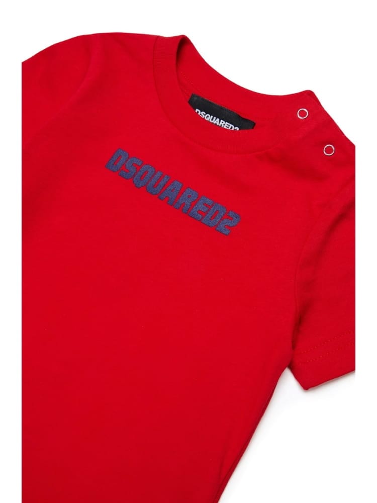 Dsquared t-shirt infant in cotone rosso con logo Bambino