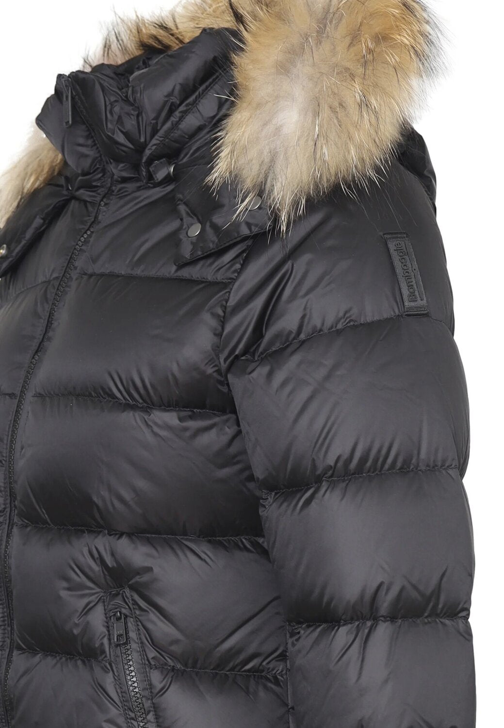 Bomboogie Giubotto Nero Bambina In Nylon Con Pelliccia Elegante AI25