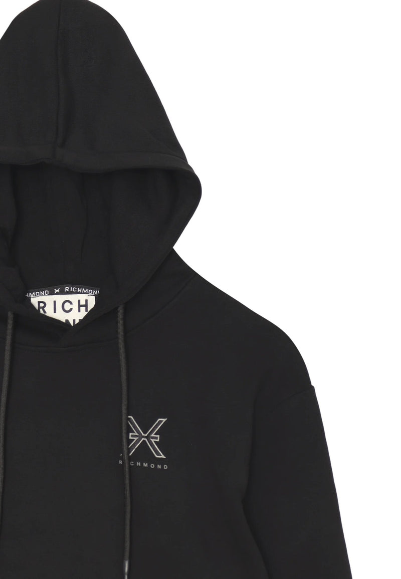 John Richmond felpa uomo berry con cappuccio in cotone logo ricamato - NERO | CammarataMode