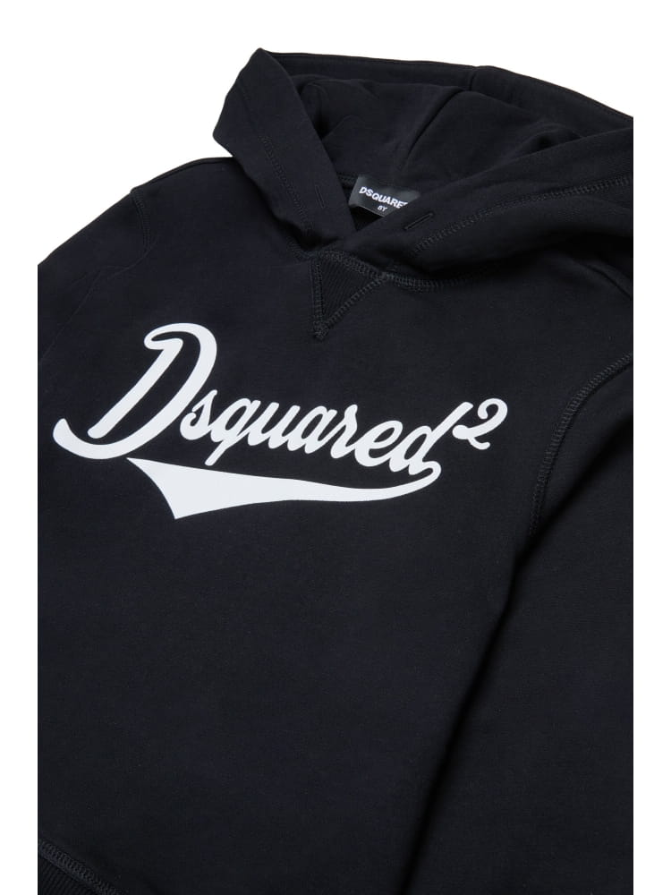 Dsquared felpa con cappuccio kids/junior in cotone nero con stampa logo Bambino