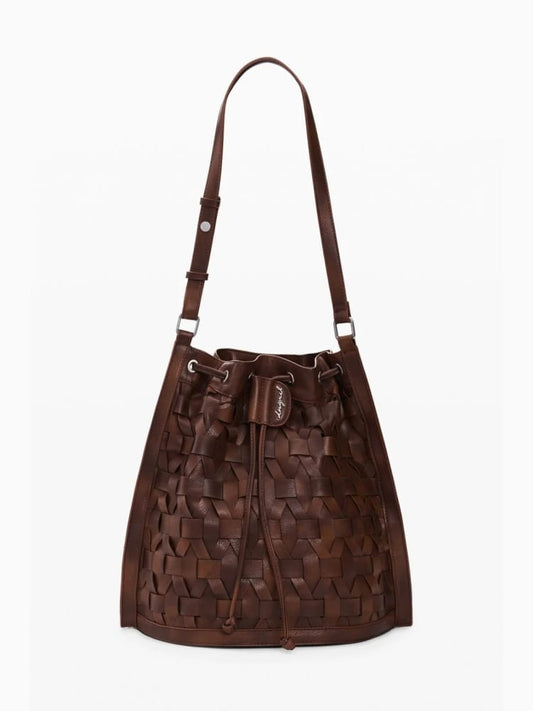Desigual borsa zaino harlan intrecciata marrone
