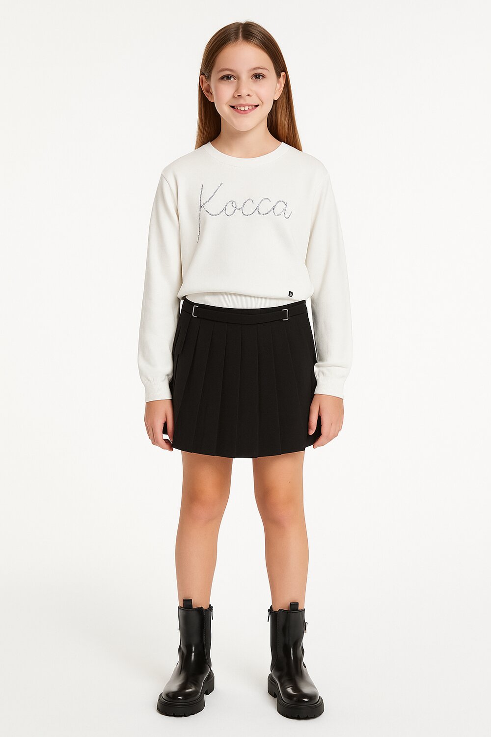 Kocca gonna nera bambina e ragazza plissé elegante corta