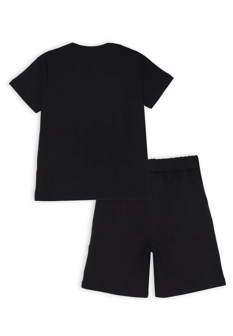Completo Pyrex nero con stampa arancione in cotone per bambino estate 2025 - NERO | CammarataMode