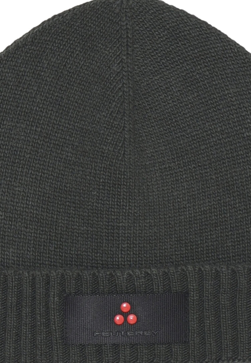 Peuterey berretto bambino verde scuro in lana e cashmere con logo - VERDE | CammarataMode