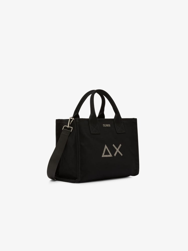 Sun68 borsa nera donna logo con glitter