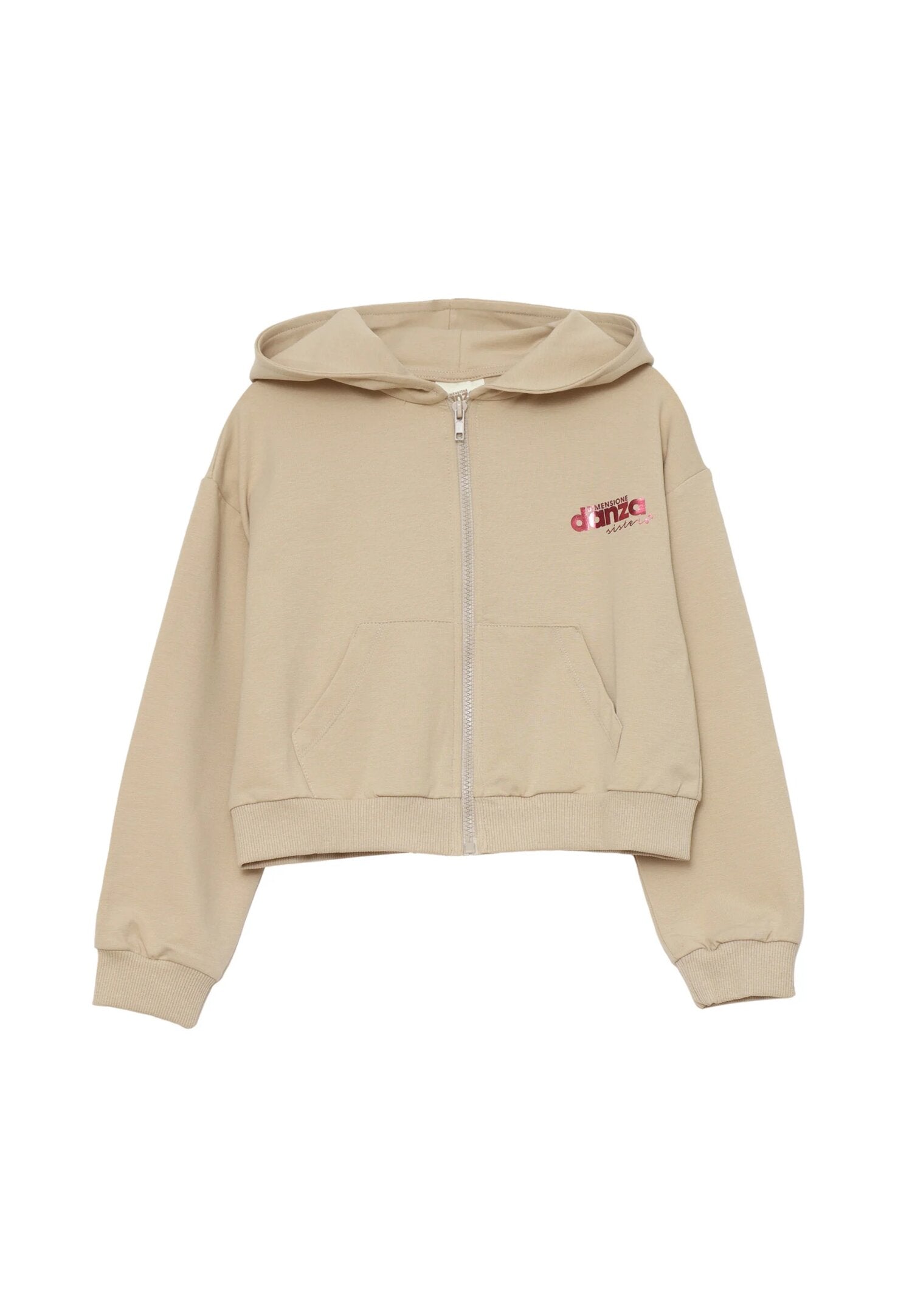 Dimensione Danza Tuta Beige Bambina Cargo In Cotone Con Cappuccio Scuola AI25