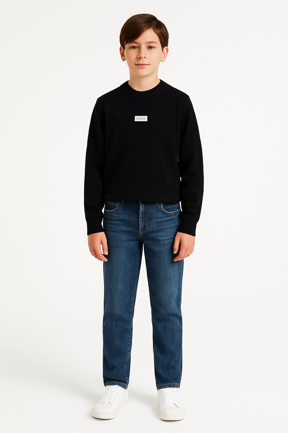 Calvin Klein Maglione Bambino Logo Label - Nero
