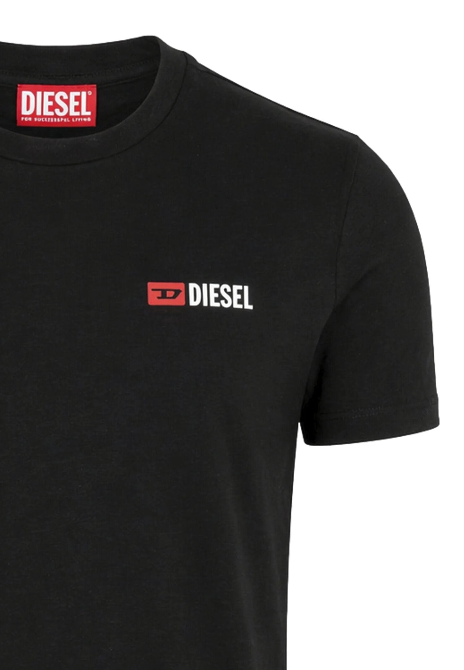 Diesel Tshirt Nero Con Logo Piccolo Sul Cuore Bambino UTRIM_