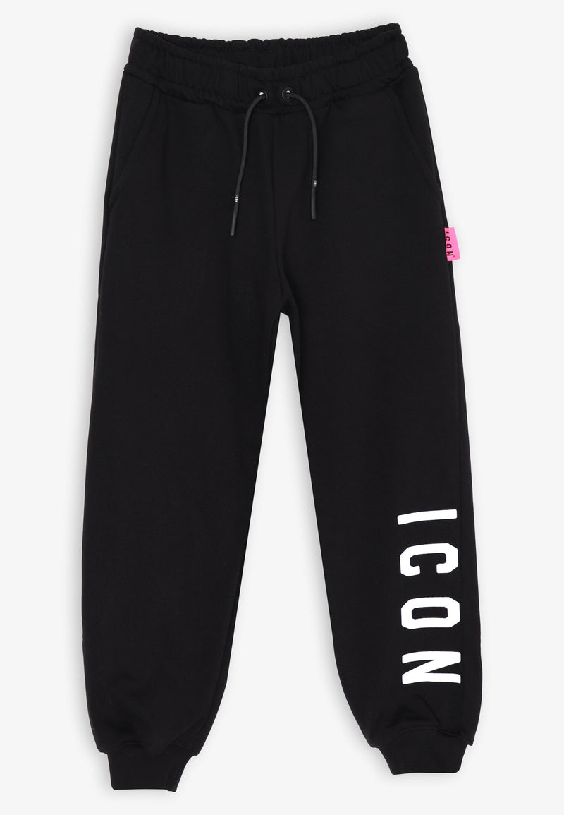 ICON Cropped Sweatshirt and Black Trousers Set - Girls and Teens - BLACK | CammarataMode