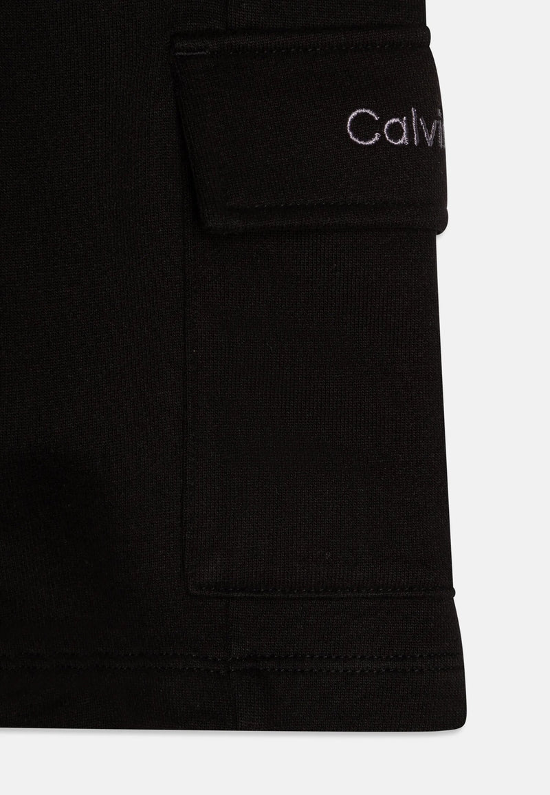 Calvin Klein cargo bermuda shorts kids black summer cotton casual - BLACK | CammarataMode