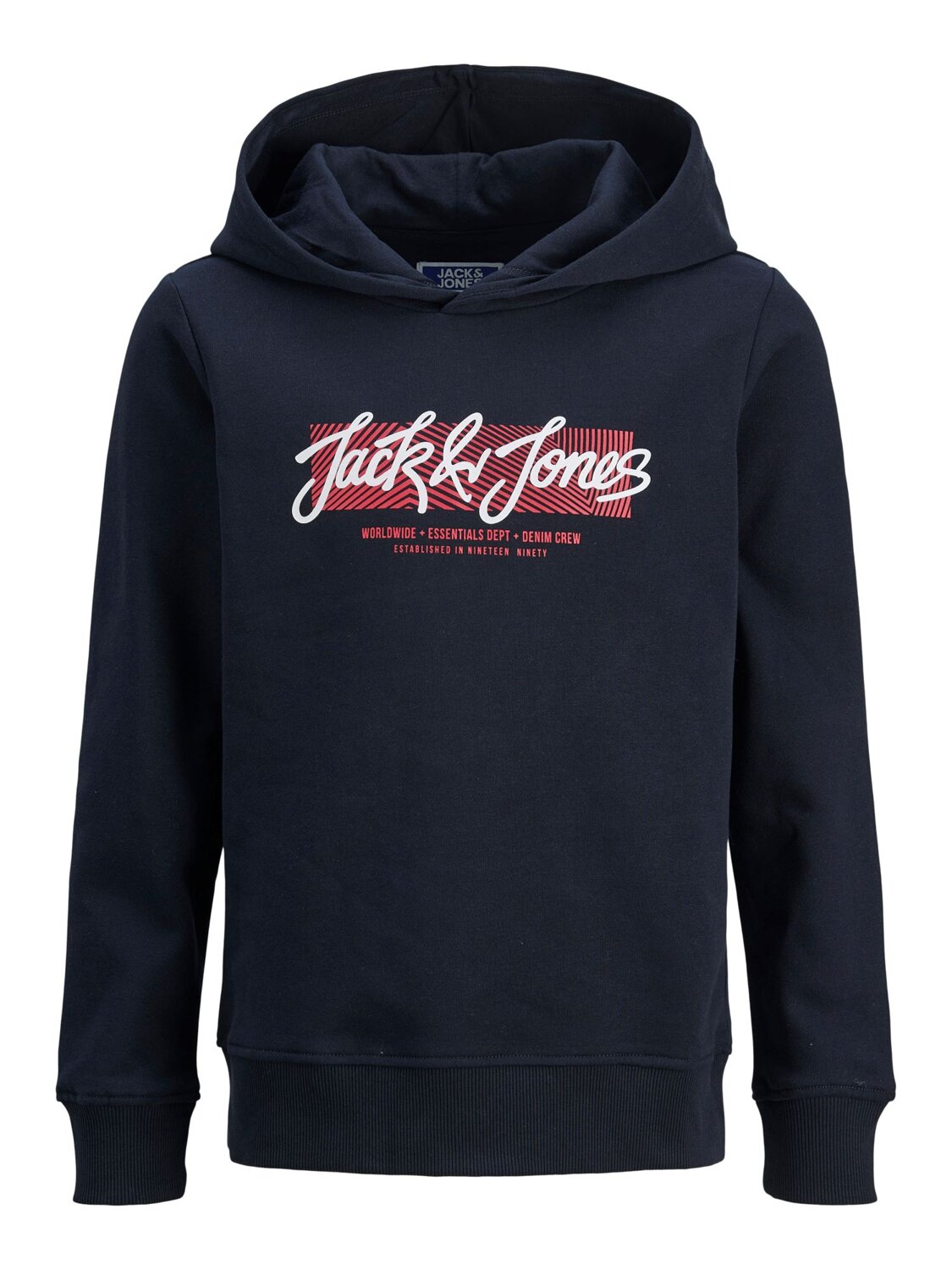 Jack & Jones Junior Felpa Blu Bambino Grafica In Cotone Con Cappuccio Scuola