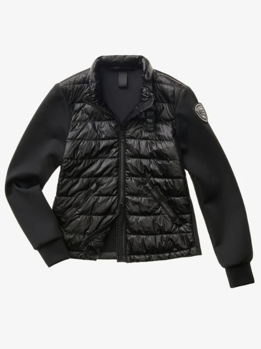 Blauer giubbotto donna haskel nero con maniche scuba e patch logata con strass Donna