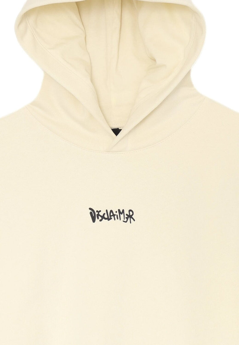 Disclaimer felpa con cappuccio bambino off white cotone inverno logo ricamato - PANNA | CammarataMode