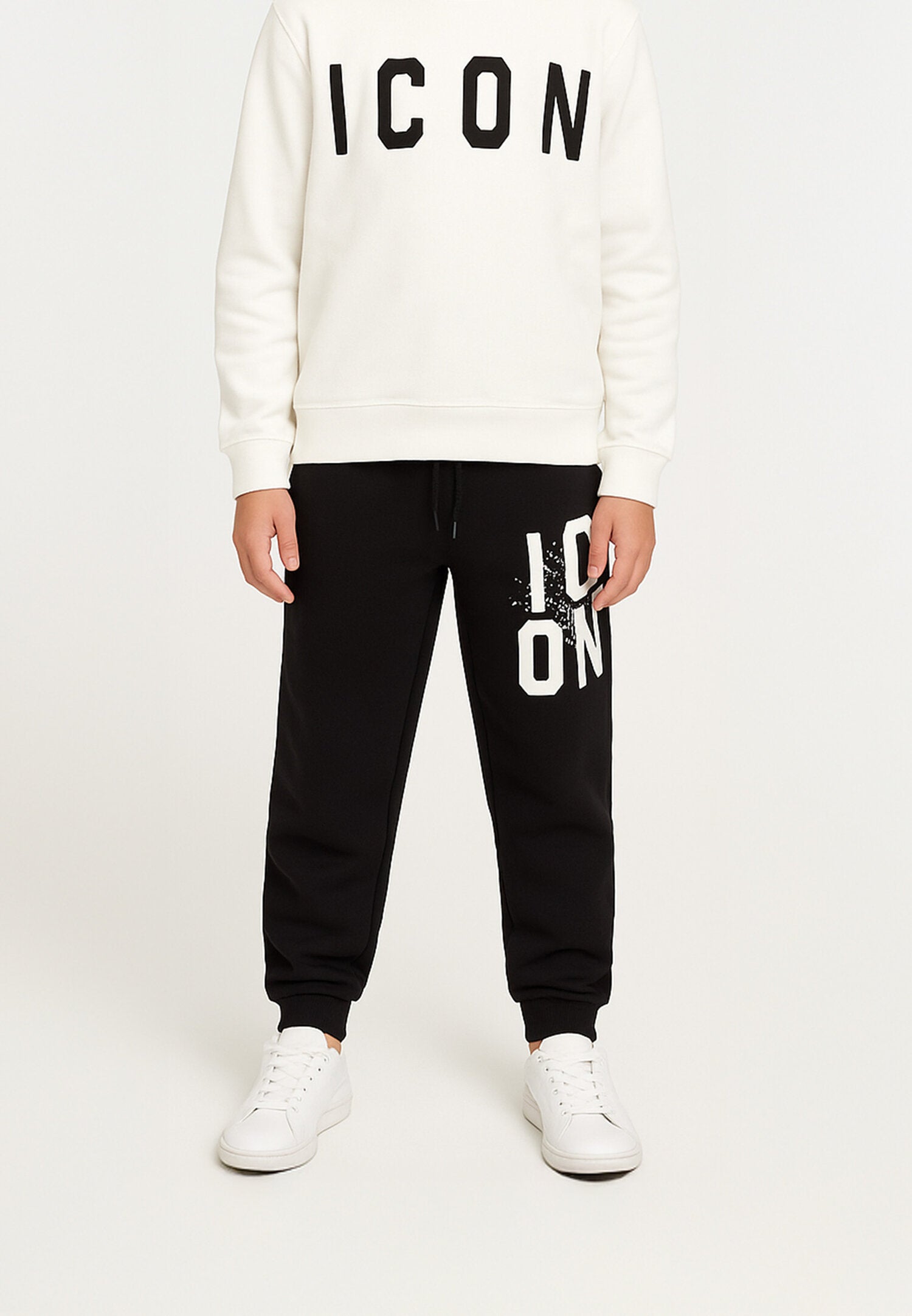 Icon Pantalone Nero Bambino In Cotone Vita Regolabile Sportivo AI25