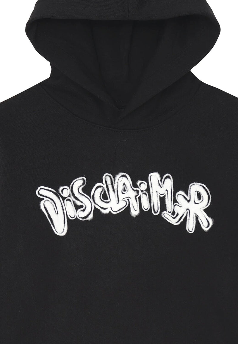 Disclaimer felpa con cappuccio bambino nera cotone inverno logo bianco - NERO | CammarataMode