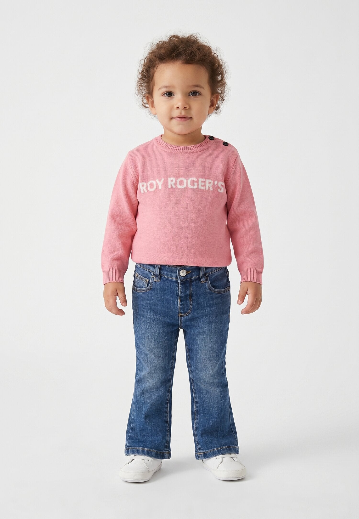 Roy Roger's Maglia In Filo Rosa Con Logo Davanti Neonata RG187_