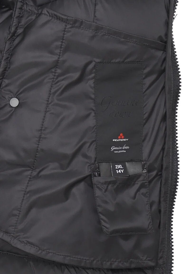 Peuterey Giubbotto Nero Bambina In Nylon Con Cappuccio Invernale AI25