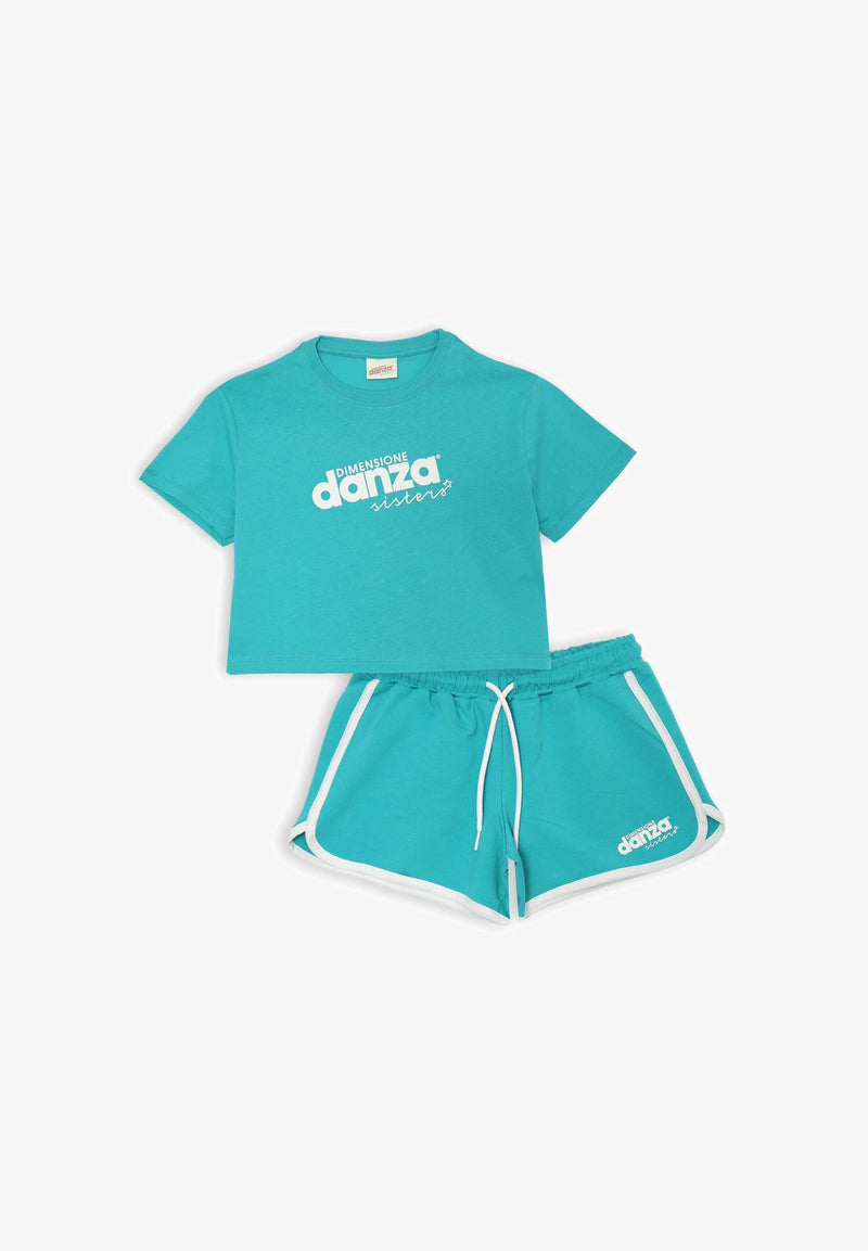 Completo Dimensione Danza bambina turchese cotone sportivo estate 2025 - VERDE ACQUA | CammarataMode