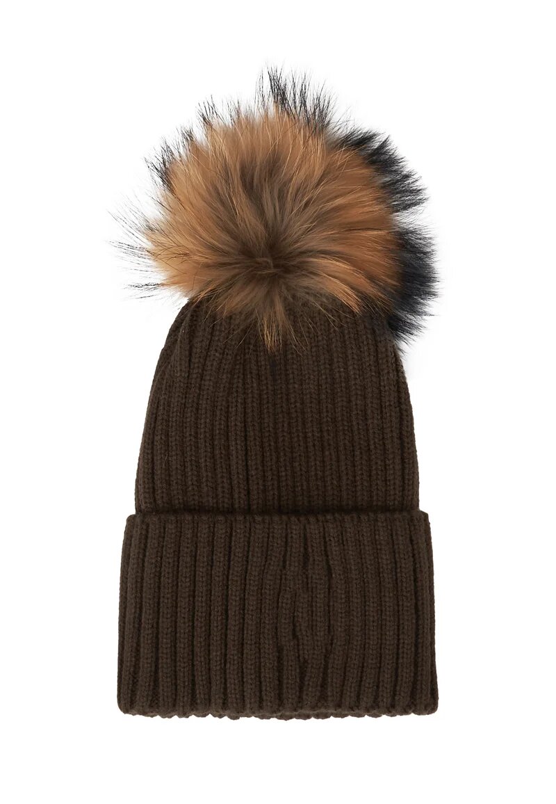Refrigiwear Cappello Marrone Donna Ponpon In Lana Cuffia Elegante AI25