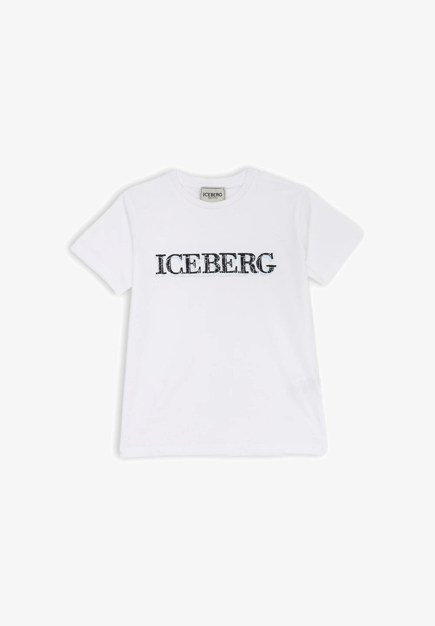 Maglietta bianca ICEBERG bambino stampa logo nero estate 2025 cotone | CammarataMode