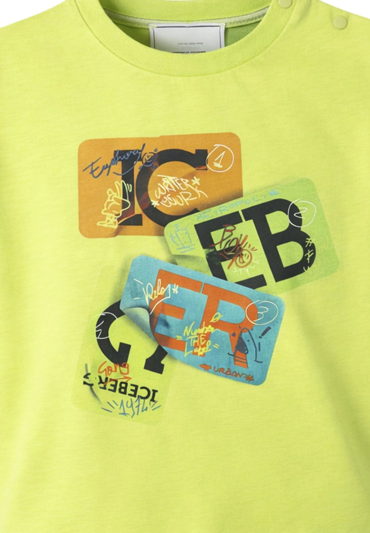 Icebergs Tshirt Verde Lime Con Stampa Colorata Neonato TSICE6108B_